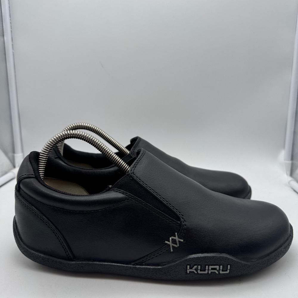 Kuru Kivi Shoes Women's 9.5 Black Leather Comfort Slip On Loafers Walking